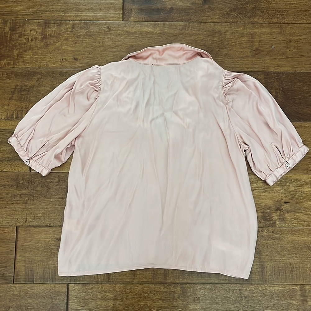 Lulus Sweet and Chic Dusty Pink Satin Button-Up Short Sleeve Top - Picture 11 of 11